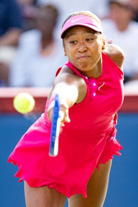TORONTO, ON - AUGUST 07: Naomi Osaka of Japan returns a shot during her match at the WTA, Tennis Damen National Bank Open tournament on August 7, 2026 at Sobeys Stadium in Toronto, ON, Canada (Photo by Julian Avram Icon Sportswire) TENNIS: AUG 07 National Bank Open EDITORIAL USE ONLY Icon2608070434