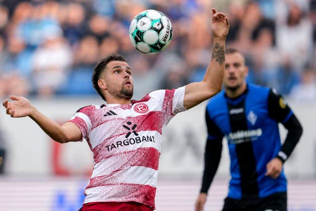 Yassine Bouchama (F95, 5), am Ball, Einzelbild, Einzelfoto, Aktion, Action, 07.08.2026, Mannheim (Deutschland), Fussball, 3. Liga, SV Waldhof Mannheim - Fortuna Düsseldorf, DFB DFL REGULATIONS PROHIBIT ANY USE OF PHOTOGRAPHS AS IMAGE SEQUENCES AND OR QUASI-VIDEO. *** Yassine Bouchama F95, 5, on the ball, single frame, single photo, action, August 7, 2026, Mannheim, Germany, soccer, 3rd Division, SV Waldhof Mannheim vs. Fortuna Düsseldorf, DFB and DFL regulations prohibit any use of photographs as image sequences and or quasi-video xozx