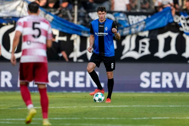 Maximilian Thalhammer (SV Waldhof, 8), am Ball, Freisteller, Ganzkörper, Einzelbild, Einzelfoto, Aktion, Action, 07.08.2026, Mannheim (Deutschland), Fussball, 3. Liga, SV Waldhof Mannheim - Fortuna Düsseldorf, DFB DFL REGULATIONS PROHIBIT ANY USE OF PHOTOGRAPHS AS IMAGE SEQUENCES AND OR QUASI-VIDEO. *** Maximilian Thalhammer, SV Waldhof, 8, on the ball, cutout, full-body, single frame, single photo, action, August 7, 2026, Mannheim, Germany, soccer, 3rd Division, SV Waldhof Mannheim vs. Fortuna Düsseldorf, DFB and DFL regulations prohibit any use of photographs as image sequences and or quasi-video xozx