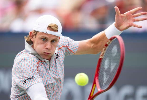 August 7, 2026, Montreal, Pq, Canada: Zizou Bergs of Belgium hits a return to Ben Shelton of the United States during third-round tennis action at the National Bank Open in Montreal on Friday, Aug. 7, 2026. TEN-NBO-Montreal 20260807  - ZUMAc35_ 20260807_zaf_c35_067 Copyright: xChristinnexMuschix