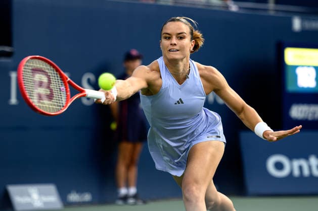 August 7, 2026, Toronto, Ontario, Canada: MARIA SAKKARI of Greece returns the ball during her third-round match against Coco Gauff of the United States at the National Bank Open, part of the Hologic WTA, Tennis Damen Tour, at Sobeys Stadium. Tennis 2026: WTA 1000 National Bank Open Presented By Rogers.  - ZUMAr228 20260807_znp_r228_047 Copyright: xVasiliyxRyabykhx