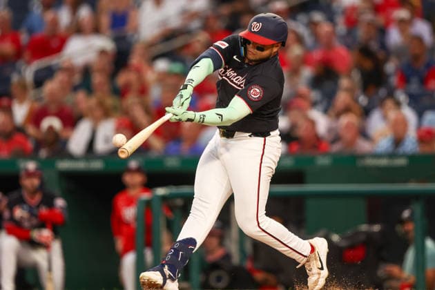 August 7, 2026, Washington D.C, District Of Columbia, United States: Washington, DC; Washington Nationals first baseman Abimelec Ortiz (81) flies out during the Major League Baseball game between the Washington Nationals and the Cincinnati Reds at Nationals Park on Friday, August 7, 2026. The Nationals beat the Reds 5-3. Washington D.C United States - ZUMAp258 20260807_znp_p258_001 Copyright: xStevexPrakopex