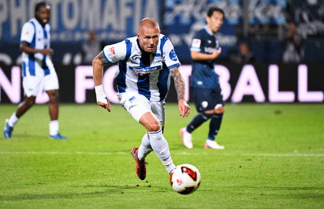 Bochum, Germany, 2. Bundesliga, Matchday 1, Vonovia Ruhrstadion Bochum, VfL Bochum vs Hertha BSC Berlin 0:1; Jon Dagur Thorsteinsson (HBB). *** Bochum, Germany, 2. Bundesliga, Matchday 1, Vonovia Ruhrstadion Bochum, VfL Bochum vs. Hertha BSC Berlin 0–1 Jon Dagur Thorsteinsson HBB