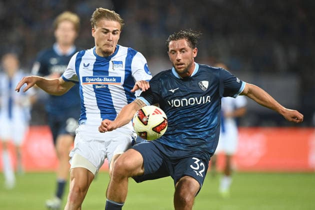 Maximilian WITTEK (BO) gegen Marten WINKLER (B) Aktion, Zweikampf, Fussball 2. Bundesliga, 1. Spieltag, VfL Bochum (BO) - Hertha BSC Berlin (B) 0-1 am 07.08.2026 im Vonovia Ruhrstadion Bochum Deutschland. DFL regulations prohibit any use of photographs as image sequences and or quasi-video Â *** Maximilian WITTEK (BO) vs. Marten WINKLER (B) – Action, Tackle, Soccer, 2. Bundesliga, Matchday 1, VfL Bochum BO vs. Hertha BSC Berlin B 0–1 on August 7, 2026, at the Vonovia Ruhrstadion in Bochum, Germany. DFL regulations prohibit any use of photographs as image sequences and or quasi-video.