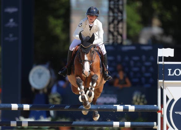 Longines Global Champions Tour, Royal Hospital Chelsea, London, UK - 08 08 2026 Tia Jayne Posner (GBR) riding Happy Folia in the Hyde Park Stables Trophy during the 2026 Longines Global Champions Tour in London London Royal Hospital Chelsea London GBR, UK NEWSPAPERS OUT Copyright: xMarkxGreenwoodx