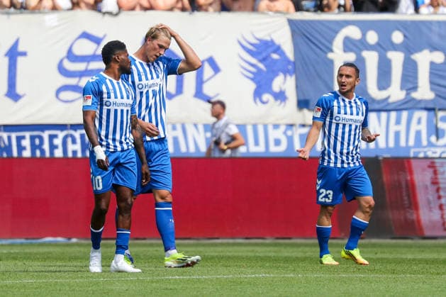 08.08.2026, xgox, Fussball - 2.Bundesliga 1.FC Magdeburg - Eintracht Braunschweig emspor, v.l. Moritz Broni Kwarteng (Magdeburg, 10), Luka Hyrylainen (Magdeburg, 38), Baris Atik (Magdeburg, 23) enttaeuscht, schaut enttaeuscht, niedergeschlagen, disappointed (DFL DFB REGULATIONS PROHIBIT ANY USE OF PHOTOGRAPHS as IMAGE SEQUENCES and or QUASI-VIDEO) Magdeburg *** August 8, 2026, xgox, Soccer 2. Bundesliga 1 FC Magdeburg vs. Eintracht Braunschweig emspor, from left: Moritz Broni Kwarteng (Magdeburg), 10, Luka Hyrylainen (Magdeburg), 38, Baris Atik, Magdeburg, 23, looks disappointed, looks dejected, looks downcast, disappointed. DFL and DFB regulations prohibit any use of photographs as image sequences and or quasi-video. Magdeburg