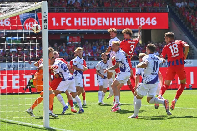 Tor,Kopfballtor von Jan SCHOEPPNER (Heidenheim,3) zum 3-2,Aktion, Kopfball,Strafraumszene. Fussball 2. Bundesliga Saison 2026 2027, 1.Spieltag, Spieltag01 1.FC Heidenheim - VfL Osnabrueck am 08.08.2026 , VOITH ARENA *** Goal, header by Jan SCHOEPPNER (Heidenheim), 3–3, 2–3, play, header, penalty area action, soccer, 2. Bundesliga, 2026–2027 season, Matchday 1, Matchday 01: 1. FC Heidenheim vs. VfL Osnabrück on August 8, 2026, VOITH ARENA