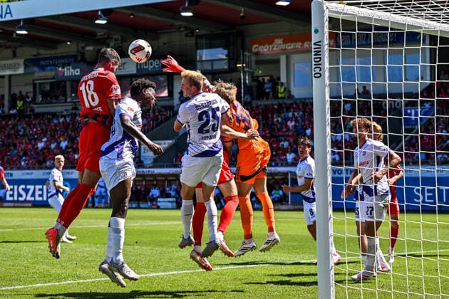 08.08.2026, GER, Fußball, Herren, 2. Bundesliga, 1. FC Heidenheim vs VfL Osnabrück Tor zum 4:2, Marvin Pieringer (Heidenheim, 18), Niklas Wiemann (Osnabrück, 25), Jonas Krumrey (Osnabrück, 32) Heidenheim Voith-Arena Baden-Württemberg Deutschland *** August 8, 2026, GER, Soccer, Men s, 2. Bundesliga, 1. FC Heidenheim vs. VfL Osnabrück, Goal to make it 4–2, Marvin Pieringer (Heidenheim, 18), Niklas Wiemann (Osnabrück, 25), Jonas Krumrey (Osnabrück, 32), Heidenheim Voith Arena, Baden-Württemberg, Germany Copyright: xNordphotox xHafnerx