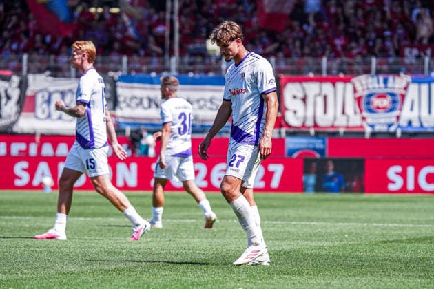Deutschland: Fussball Saison 2026 2027 , 2. Bundesliga , 1. FC Heidenheim vs. VfL Osnabrück - Voith-Arena (Heidenheim) : Robin Fabinski (VfL Osnabrück, 27) Mimik, Gesichtsausdruck, Emotion Heidenheim Voith-Arena Deutschland *** Germany Soccer Season 2026–2027, 2. Bundesliga, 1. FC Heidenheim vs. VfL Osnabrück, Voith Arena, Heidenheim, Robin Fabinski, VfL Osnabrück, 27, facial expressions, emotions, Heidenheim, Voith Arena, Germany Copyright: xBennetxLongx