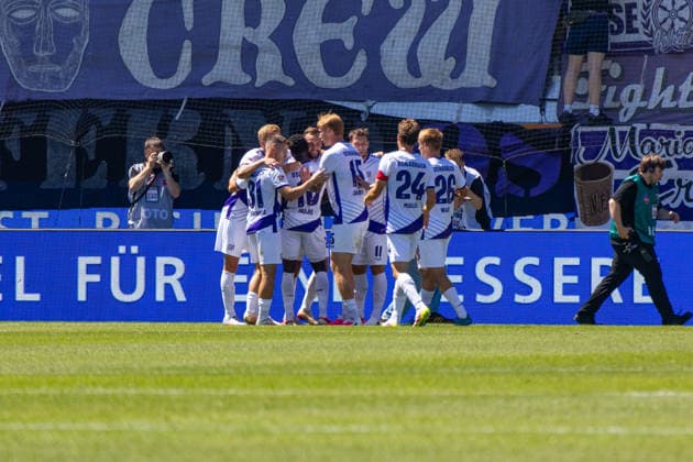 08.08.26 1. FC Heidenheim - VfL Osnabrück Deutschland, Heidenheim, 08.08.2026, Fussball, 2. Bundesliga, 1. FC Heidenheim - VfL Osnabrück: (VfL Osnabrück); Jubel Tor 2:2 Kopacz. *** 08 08 26 1 FC Heidenheim vs. VfL Osnabrück Germany, Heidenheim, 08 08 2026, Soccer, 2. Bundesliga, 1 FC Heidenheim vs. VfL Osnabrück VfL Osnabrück Celebrates Goal 2-2 Kopacz