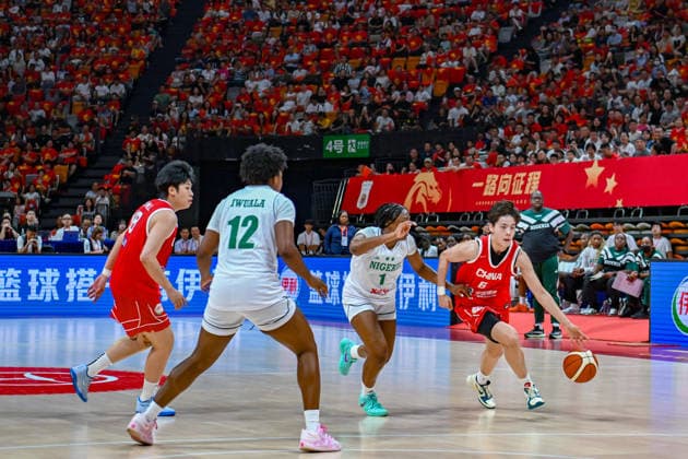 HAIKOU, CHINA - AUGUST 07: Yang Shuyu of Team China drives with the ball during the 2026 women s basketball warm-up match between China and Nigeria on August 7, 2026 in Haikou, Hainan Province of China. China defeated Nigeria 70-67 in the first game of the Haikou station, with Zhang Ziyu scoring 24 points and grabbing 11 rebounds, while Yang Shuyu contributed 12 points.  Copyright: xVCGx 111658791762