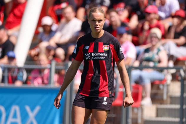 Leverkusen, Deutschland: 08.08.2026 - Saisoneröffnung Testspiel - Bayer Leverkusen Frauen vs. Feyenoord Rotterdam Frauen Im Bild: Cornelia Kramer (Leverkusen) *** Leverkusen, Germany, August 8, 2026 Season Opener: Friendly Match—Bayer Leverkusen Women vs. Feyenoord Rotterdam Women Pictured: Cornelia Kramer, Leverkusen Copyright: HMBxMedia MadeleinexFantini