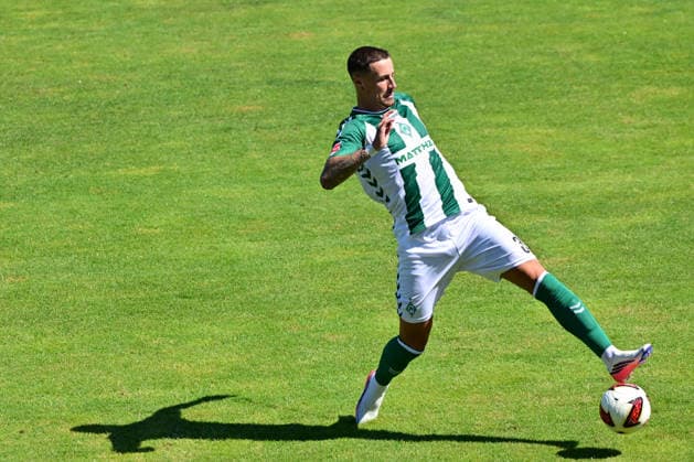 08.08.2026, GER, Freundschaftsspiel SV Werder Bremen vs Paderborn Fussball, Saison 2026 2027), 1.FBL Marco Friedl (Werder Bremen 32 Kapitaen); Oythe Stadion am Oyther Berg Niedersachsen Deutschland *** August 8, 2026, GER, Friendly Match: SV Werder Bremen vs. Paderborn Soccer, 2026–2027 Season, 1st Bundesliga, Marco Friedl, Werder Bremen, No. 32, Captain, Oythe Stadium on Oyther Berg, Lower Saxony, Germany Copyright: xnordphotoxGmbHx xKFOTOx