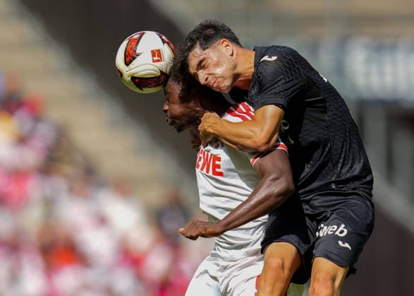 Ragnar Ache (1. FC Koeln, 9) and Alex Marchal (Real Sociedad, 38) head the ball GER, 1.FC Koeln vs Real Sociedad San Sebastian, Freundschaftsspiel, Saison , 08.08.2026 DFL REGULATIONS PROHIBIT ANY USE OF PHOTOGRAPHS AS IMAGE SEQUENCES AND OR QUASI-VIDEO GER, 1.FC Koeln vs Real Sociedad San Sebastian, Freundschaftsspiel, Saison , 08.08.2026 Koeln *** Ragnar Ache (1. FC Köln), 9, and Alex Marchal (Real Sociedad), 38, head the ball GER, 1. FC Köln vs. Real Sociedad San Sebastián, Friendly Match, Season , August 8, 2026 DFL regulations prohibit any use of photographs as image sequences and or quasi-video GER, 1. FC Cologne vs. Real Sociedad San Sebastián, Friendly Match, Season , August 8, 2026, Cologne Copyright: xEibner-Pressefoto ScottxColemanx EP_SCN