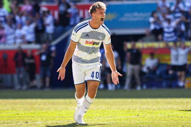 2026.08.08, xkwix, Fußball, 3. Liga, MSV Duisburg - SV Meppen, Schauinsland-Reisen-Arena, 1.Spieltag, Saison 2026 2027: Jubel beim Tor zum 2:0 durch Ben Schlicke (MSV Duisburg 40) DFB regulations prohibit any use of photographs as image sequences and or quasi-video. Photo: xKamilxWilkowskixPressefotoKochx Nordrhein-Westfalen Deutschland *** August 8, 2026, xkwix, Soccer, 3rd Division, MSV Duisburg vs. SV Meppen, Schauinsland Reisen Arena, Matchday 1, 2026–2027 Season. Celebrations following Ben Schlicke’s goal to make it 2–0. MSV Duisburg 40. DFB regulations prohibit any use of photographs as image sequences and or quasi-video. Photo: xKamilxWilkowskixPressefotoKochx, North Rhine-Westphalia, Germany
