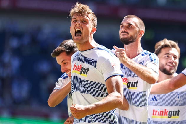 2026.08.08, xkwix, Fußball, 3. Liga, MSV Duisburg - SV Meppen, Schauinsland-Reisen-Arena, 1.Spieltag, Saison 2026 2027: Jubel und schrei beim Tor zum 2:0 durch Ben Schlicke (MSV Duisburg 40) DFB regulations prohibit any use of photographs as image sequences and or quasi-video. Photo: xKamilxWilkowskixPressefotoKochx Nordrhein-Westfalen Deutschland *** August 8, 2026, xkwix, Soccer, 3rd Division, MSV Duisburg vs. SV Meppen, Schauinsland Reisen Arena, Matchday 1, 2026–2027 season: Cheers and shouts following Ben Schlicke’s goal to make it 2–0. MSV Duisburg 40. DFB regulations prohibit any use of photographs as image sequences and or quasi-video. Photo: xKamilxWilkowskixPressefotoKochx, North Rhine-Westphalia, Germany
