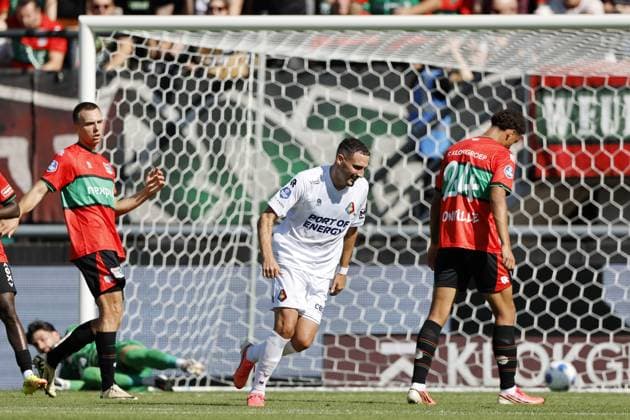 NIJMEGEN - Rui Mendes of Telstar celebrates the 0-2 during the Dutch Eredivisie match between NEC Nijmegen and Telstar at De Goffert on August 8, 2026, in Nijmegen, the Netherlands. BART STOUTJESDIJK ANP Eredivisie 2026 27 xVIxANPxSportx xxANPxIVx 565086822 originalFilename: 565086822.jpg