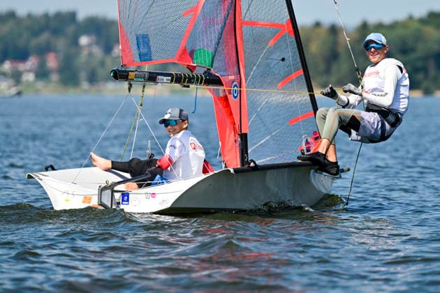 Jakub Lojka and Dominik Szmaragowski of Czech Republic compete during the finals of the 29er class European Championship, EM, Europameisterschaft on Lipno Reservoir, on August 8, 2026, Cerna v Posumavi, Czech Republic. (CTKxPhoto VaclavxPancer) CTKPhotoP2026080803153  CTKPhotoP2026080803153
