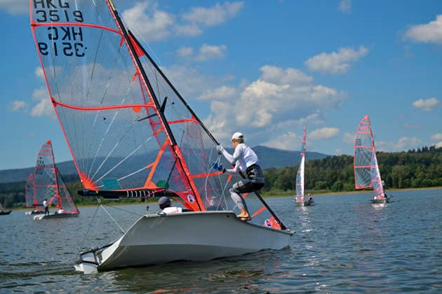 Ethan Kiu and Louis Polson of Hong Kong compete during the finals of the 29er class European Championship, EM, Europameisterschaft on Lipno Reservoir, on August 8, 2026, Cerna v Posumavi, Czech Republic. (CTKxPhoto VaclavxPancer) CTKPhotoP2026080803236  CTKPhotoP2026080803236