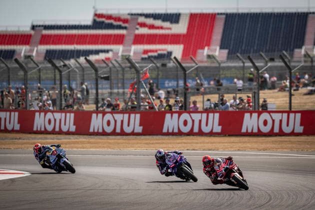 RECORD DATE NOT STATED 8th August 2026; Silverstone Circuit, Northamptonshire, England; 2026 MotoGP Grand Prix of Great Britain, Qualifying Day; Marc Marquez of the Ducati Lenovo Team during the Qualifying session leading Jack Miller of the Prima Pramac Yamaha Team GodfreyxPitt