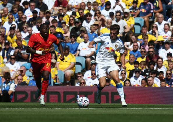 Leeds United v Leipzig, Pre-Season Friendly dan james during the Pre-Season Friendly match between Leeds United and Leipzig at Elland Road, Leeds, UK on 8 August 2026. Leeds Elland Road West Yorkshire UK Editorial use only , Copyright: xStevexMowerx PSI-24676-0035