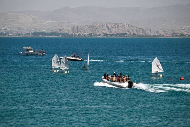 12th Van Sea Water Sports Festival kicks off on Lake Van VAN, TURKIYE - AUGUST 08: A view of participants and athletes taking part in the 12th Van Sea Water Sports Festival held at the Edremit-Gebze Water Sports Center on the shores of Lake Van in Van, Turkiye, on August 08, 2026. Organized to promote Lake Van and boost local tourism, the two-day event features Beach volleyball, Beachvolleyball and handball matches, flyboard demonstrations, canoeing, rowing, dragon boat races, and various recreational activities. Ozkan Bilgin Anadolu Van Turkey. Editorial use only. Please get in touch for any other usage.  Copyright: x2026xAnadoluxOzkanxBilginx
