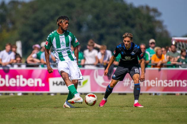 Testspiel: Werder Bremen vs. SC Paderborn 07, 08.08.2026 Samuel Mbangula (Werder Bremen, 7); Testspiel: Werder Bremen vs. SC Paderborn 07 am 08.08.2026 in Vechta (Stadion Oyther Berg), Germany, *** Friendly Match: Werder Bremen vs. SC Paderborn 07, August 8, 2026; Samuel Mbangula, Werder Bremen; 7 Friendly Match: Werder Bremen vs. SC Paderborn 07 on August 8, 2026, at Oyther Berg Stadium in Vechta, Germany, Copyright: xBEAUTIFULxSPORTS Neddermannx