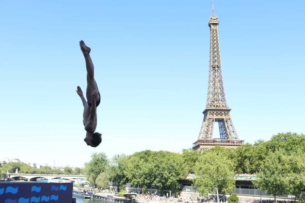Championnat d Europe de natation PHOTOPQR LE COURRIER PICARD Haslin ; Paris ; 08 08 2026 ; 08 08 26 Championnat d Europe de natation Plongeon de haut vol hommes 20 metres dans la Seine Gary Hunt (Fra) 3ème medaille de bronze Photo Fred Haslin LEN European Aquatics Championships, at the Seine River in Paris on August 8, 2026 Paris 75 France  Copyright: xPHOTOPQR LExCOURRIERxPICARD MAXPxHaslinx 20260808LCP5204 20260808LCP5204