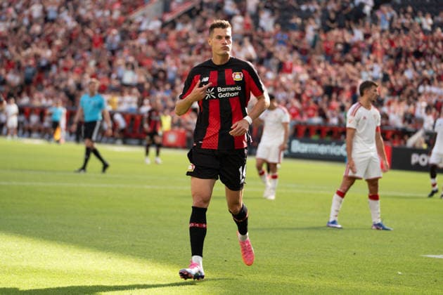 Deutschland: 08.08.2026, Saisoneröffnung - Bayer 04 Leverkusen vs FC Sevilla, BayArena (Leverkusen): Patrik Schick trifft ins Tor und jubelt Leverkusen Deutschland *** Germany, August 8, 2026, Season Opener: Bayer 04 Leverkusen vs. FC Sevilla, BayArena, Leverkusen. Patrik Schick scores a goal and celebrates. Leverkusen, Germany Copyright: xMijoxLubecx