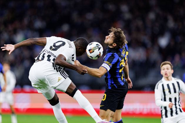 August 8, 2026, Perth, Wa, Australia: Randal Kolo Muani and Carlos Augusto during the Calcio Italiano match between Juventus FC and Internazionale FC at Optus Stadium in Perth. Juventus FC V Internazionale FC Ã¢â‚¬ Calcio Italiano Perth  - ZUMAc318 20260808_znp_c318_070 Copyright: xJohnxCarusix