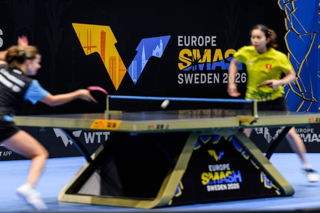 260808 The logo of Europe Smash during a qualifications Table tennis, Tischtennis match at the WTT Europe Smash on August 8, 2026 in Malmö. Photo: Mathilda Schuler BILDBYRAN kod MA MA1012 bordtennis table tennis pingis wtt grand smash bbeng logga logo genre *** 260808 The Europe Smash logo during a qualifying table tennis match at the WTT Europe Smash on August 8, 2026, in Malmö. Photo: Mathilda Schuler, BILDBYRAN. Code: MA MA1012. table tennis, pingis, WTT Grand Smash, BBENG, logo, genre  Copyright: MATHILDAxSCHULER BB260808MA032