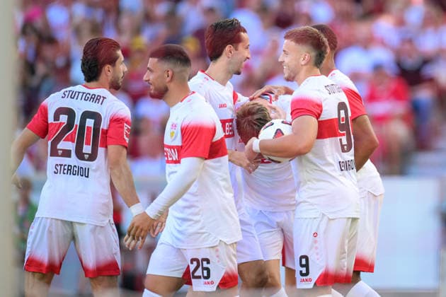 Fußball, Testspiel, 20260808, VfB Stuttgart - FC Everton. Im Bild Tor 2:0 Torjubel. Stuttgart MHP-Arena Baden-Württemberg Deutschland *** Soccer, Friendly Match, 20260808, VfB Stuttgart vs. Everton. Pictured: Goal 2-0, goal celebration, Stuttgart MHP Arena, Baden-Württemberg, Germany Copyright: Passion2Press MarkusxFischerx