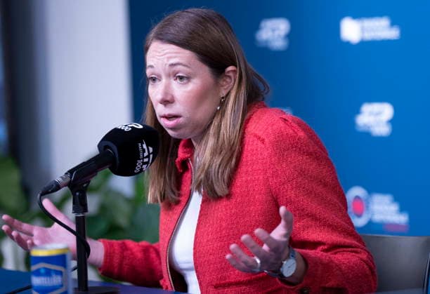 August 8, 2026, Montreal, Pq, Canada: Valerie Tetreault, vice-president communications Tennis Canada and tournament director at the National Bank Open in Montreal speaks during a press conference, PK, Pressekonferenz on Saturday, Aug. 8, 2026. Canada News - August 8, 2026  - ZUMAc35_ 20260808_zaf_c35_003 Copyright: xChristinnexMuschix