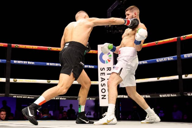 Zuffa Boxing 10, 3Arena, Dublin 8 8 2026 Conor Coyle lands a punch on Mark Beuke Conor Coyle lands a punch on Mark Beuke 8 8 2026  Copyright: xx AC012503