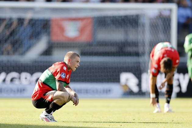 NIJMEGEN - Isak Hansen-Aaroen of NEC Nijmegen is frustrated during the Dutch Eredivisie match between NEC Nijmegen and Telstar at De Goffert on August 8, 2026, in Nijmegen, the Netherlands. BART STOUTJESDIJK ANP Eredivisie 2026 27 xVIxANPxSportx xxANPxIVx 565094612 originalFilename: 565094612.jpg