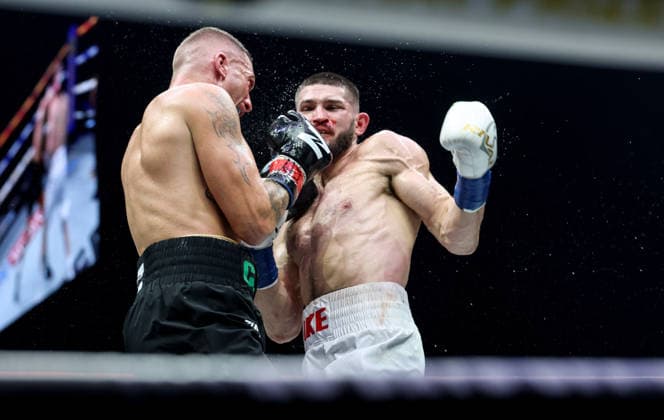 Zuffa Boxing 10, 3Arena, Dublin 8 8 2026 Conor Coyle lands a punch on Mark Beuke Conor Coyle lands a punch on Mark Beuke 8 8 2026  Copyright: xx NE1L2157