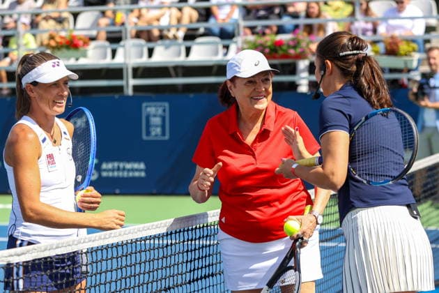 WARSZAWA 08.08.2026 TURNIEJ WTA, Tennis Damen 125 WARSAW T-MOBILE POLISH OPEN - MECZ POKAZOWY GWIAZD--- TENNIS TOURNAMENT WTA 125 WARSAW T-MOBILE POLISH OPEN - SHOW CELEBRITY GAME ALICJA ROSOLSKA URSZULA DUDZIAK FOT. ANNA KLEPACZKO FOTOPYK NEWSPIX.PL --- newspix.pl 