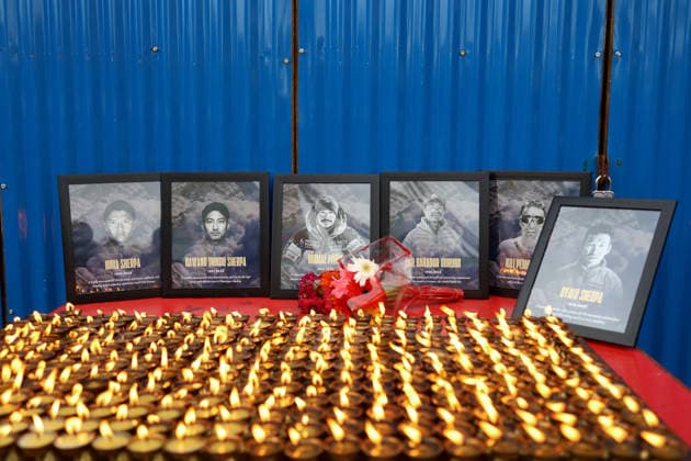 Tribute Continues To Pour For Broad Peak Avalanche Killed Climbers In Nepal People light butter lamps in front of portraits of climbers who died in an avalanche on Broad Peak in Kathmandu, Nepal, on August 8, 2026. Tributes have continued for the Nepali climbers who died in the Broad Peak avalanche. The Tribute Run 5K paid tribute to the climbers who perished in the avalanche that struck the world s 12th highest peak at the end of July. Runners held a vigil lighting butter lamps in front of the photos of the climbers upon reaching the Bouddhanath Stupa, the finish line of the event. Portraits of British-Nepali climber Nirmal Purja, Nima Sherpa, Nawang Thindu Sherpa, Pur Bahadur Gurung, Kili Pemba Sherpa and Gyalu Sherpa were placed facing the UNESCO World Heritage Site Bouddhanath Stupa. Rescuers retrieved four of the bodies of the climbers on August 2, 2026. A total of 7 bodies has been recovered from the peak with three still on the slopes of one of the technical peaks. The body of one Nepali climber is yet to be retrieved while three other bodies have been brought to Skardu in Gilgit Baltistan where procedures are being completed for their return home. KATHMANDU Bagmati Nepal  Copyright: xSubaasxShresthax originalFilename:shrestha-tributec260808_npxBr.jpg
