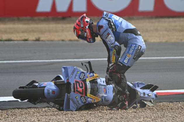 RECORD DATE NOT STATED 8th August 2026; Silverstone Circuit, Northamptonshire, England; 2026 MotoGP Grand Prix of Great Britain, Qualifying Day; Iker Lecuona of BK8 Gresini Racing MotoGP crashes during during the MotoGP Sprint Race SimonxWest