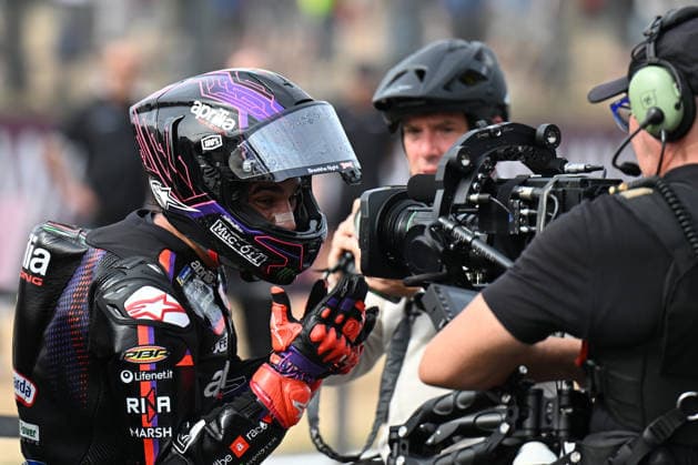 RECORD DATE NOT STATED 8th August 2026; Silverstone Circuit, Northamptonshire, England; 2026 MotoGP Grand Prix of Great Britain, Qualifying Day; Jorge Martin of Aprilia Racing celebrates after winning the MotoGP Sprint Race SimonxWest