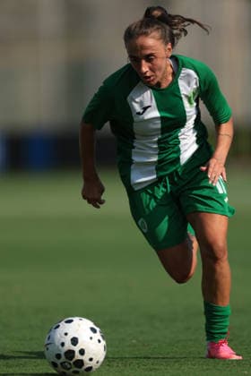 Biella, Italy, 8th August 2026. Vanesa Levenaj of KFF Apolonia during the SCU Torreense vs KFF Apolonia UEFA Womens Champions League Play Offs 3rd place match at Stadio Vittorio Pozzo, Biella. Picture credit should read: Jonathan Moscrop Sportimage EDITORIAL USE ONLY. No use with unauthorised audio, video, data, fixture lists, club league logos or live services. Online in-match use limited to 120 images, no video emulation. No use in betting, games or single club league player publications. SPI_020_TORREENSE_APOLONIA SPI-4905-0020