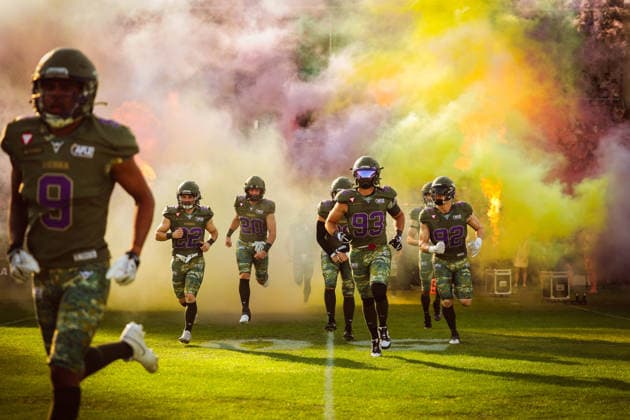 AMERICAN FOOTBALL - AFLE, Vikings vs Panthers VIENNA,AUSTRIA,08.AUG.26 - AMERICAN FOOTBALL - AFLE, American Football League Europe, Vienna Vikings vs Panthers Wroclaw. Image shows the team of Vikings.  GEPAxpictures xDavidxBitzan