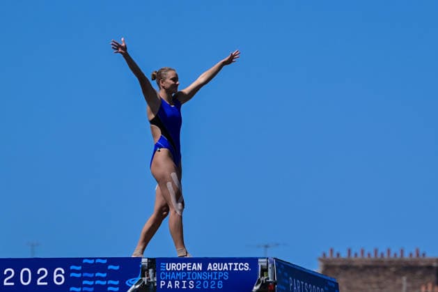 Nelli Chukanivska of Ukraine competes in the High Diving Women s 20m Final during the European Aquatics Championships at the River Seine in Paris (France), August 8, 2026. Giorgio Scala DBM - Deepbluemedia Insidefoto