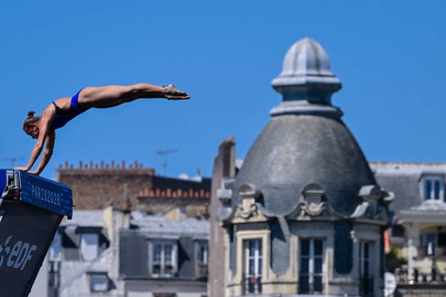 Nelli Chukanivska of Ukraine competes in the High Diving Women s 20m Final during the European Aquatics Championships at the River Seine in Paris (France), August 8, 2026. Giorgio Scala DBM - Deepbluemedia Insidefoto
