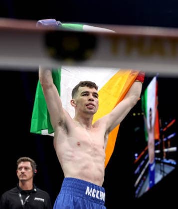 Zuffa Boxing 10, 3Arena, Dublin 8 8 2026 Stevie McKenna celebrates after the fight Stevie McKenna celebrates after the fight 8 8 2026  Copyright: xx NE1L3778