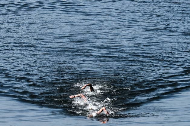 Oliver Klemet of Germany, Marcello Guidi of Italy, Kristof Rasovszky of Hungary compete in the open water swimming 4x1500m Mixed Relay Final during the European Aquatics Championships at the River Seine in Paris (France), August 8, 2026. Andrea Masini Deepbluemedia Insidefoto