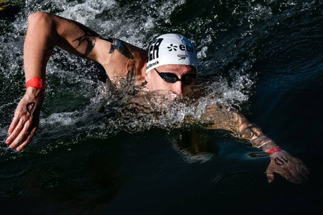 Florian Wellbrock of Germany competes in the open water swimming 4x1500m Mixed Relay Final during the European Aquatics Championships at the River Seine in Paris (France), August 8, 2026. Andrea Masini Deepbluemedia Insidefoto