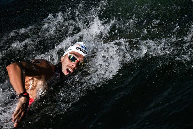 Gregorio Paltrinieri of Italy competes in the open water swimming 4x1500m Mixed Relay Final during the European Aquatics Championships at the River Seine in Paris (France), August 8, 2026. Andrea Masini Deepbluemedia Insidefoto