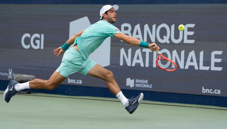 August 8, 2026, Montreal, Pq, Canada: Nuno Borges of Portugal hits a return to Luciano Darderi of Italy during round of 16 National Bank Open tennis action in Montreal on Saturday, Aug. 8, 2026. Canada News - August 8, 2026  - ZUMAc35_ 20260808_zaf_c35_015 Copyright: xChristinnexMuschix