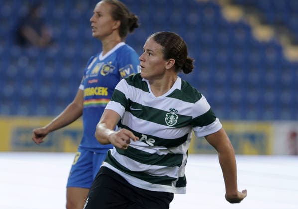 SOCCER - WCL, St.Poelten vs Sporting SANKT POELTEN,AUSTRIA,08.AUG.26 - SOCCER - UEFA Women s Champions League, qualification, SKN Sankt Poelten vs Sporting CP. Image shows the rejoicing of Telma Encarnacao (Lissabon).  GEPAxpictures xWalterxLuger